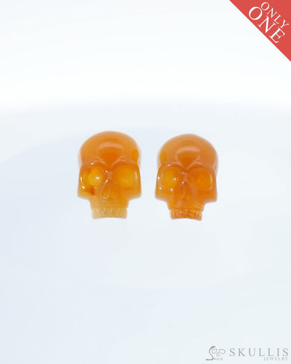 Gem Skull Earrings of Carnelian Carved Skull 925 Sterling Silver - 9500184 One of a Kind