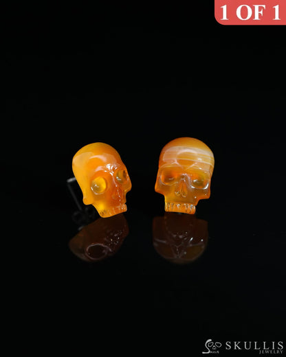 Gem Skull Pendant Necklace Of Agate Carved Skull With Bail In 925 Sterling Silver - 9800136