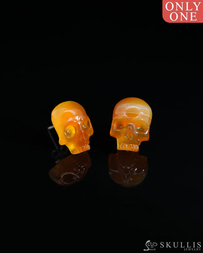 Gem Skull Pendant Necklace Of Agate Carved Skull With Bail In 925 Sterling Silver - 9800136