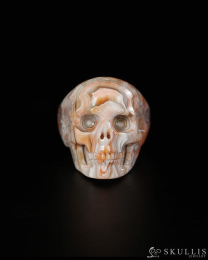 Vein of Life - Gem Skull Ring of Red Crazy Lace Agate Carved Skull US size 12.5 - 9900520 - Skull Rings
