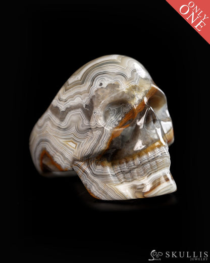 Vein of Life - Gem Skull Ring of Red Crazy Lace Agate Carved Skull US size - 9900416 - Skull Rings