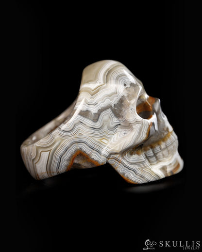 Vein of Life - Gem Skull Ring of Red Crazy Lace Agate Carved Skull US size - 9900416 - Skull Rings