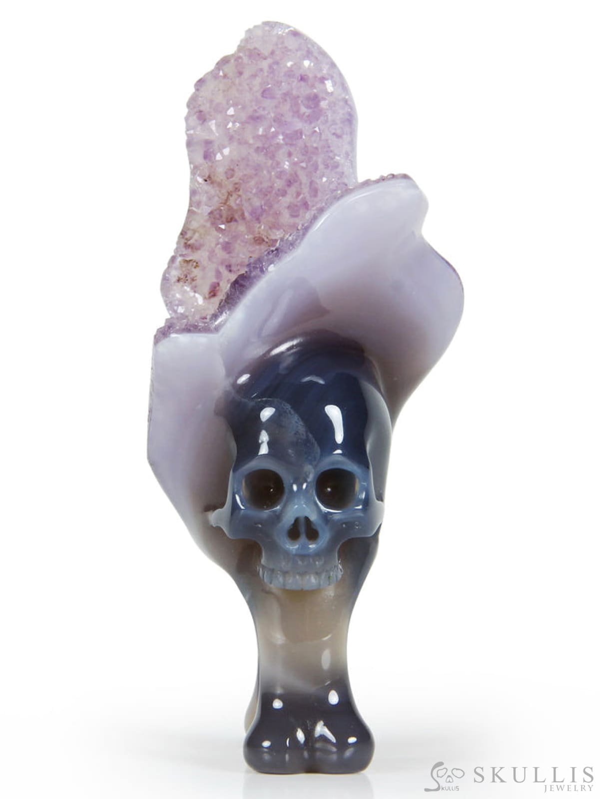 Whole Gem Skull Ring  Agate Amethyst Druse Carved Totally Us Size 10.5 Skull Rings