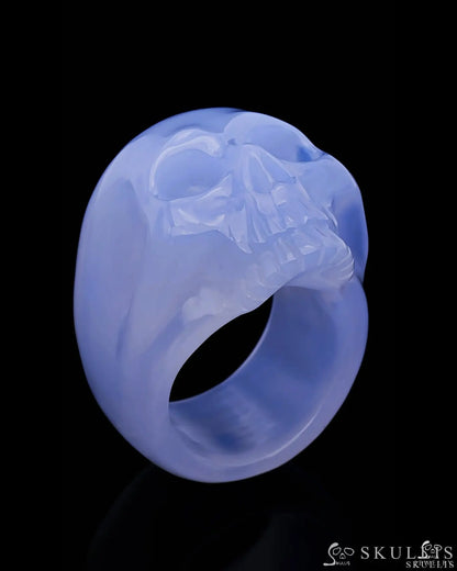 Whole Gem Skull Ring Blue Chalcedony Carved Totally 6 Skull Rings