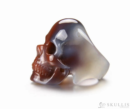 Whole Gem Skull Ring Mozambique Agate Carved Totally Size 12.5 Skull Rings
